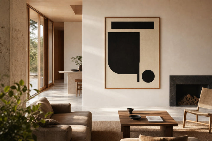 Nordic editorial high-end Nordic interior featuring hero artwork that visually communicates the art movement or style named in the title
