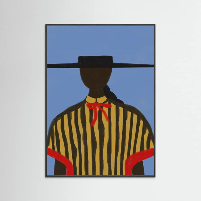 Black Wood Bold Hat Woman and Stripes New Mexico Style Poster