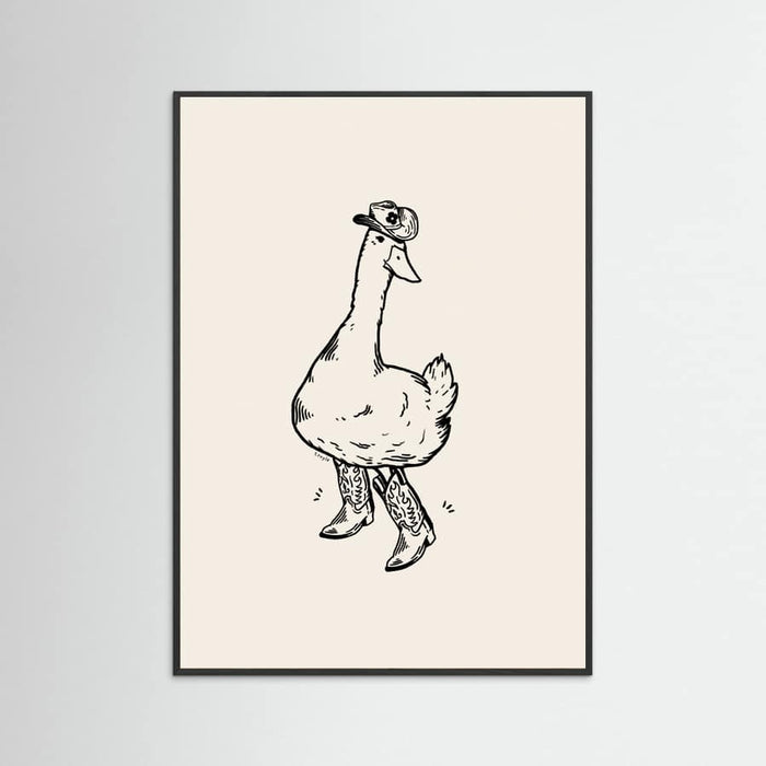 Black Wood Duck wearing Western Boots Poster