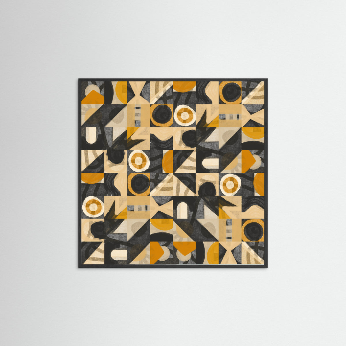 Black Wood Mid Century Grid Pattern Eight Poster