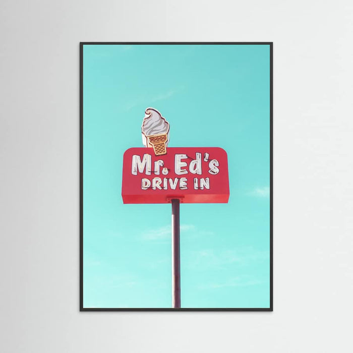 Black Wood Mr. Ed's Drive In Vintage Sign in Urbana, Missouri, USA Poster