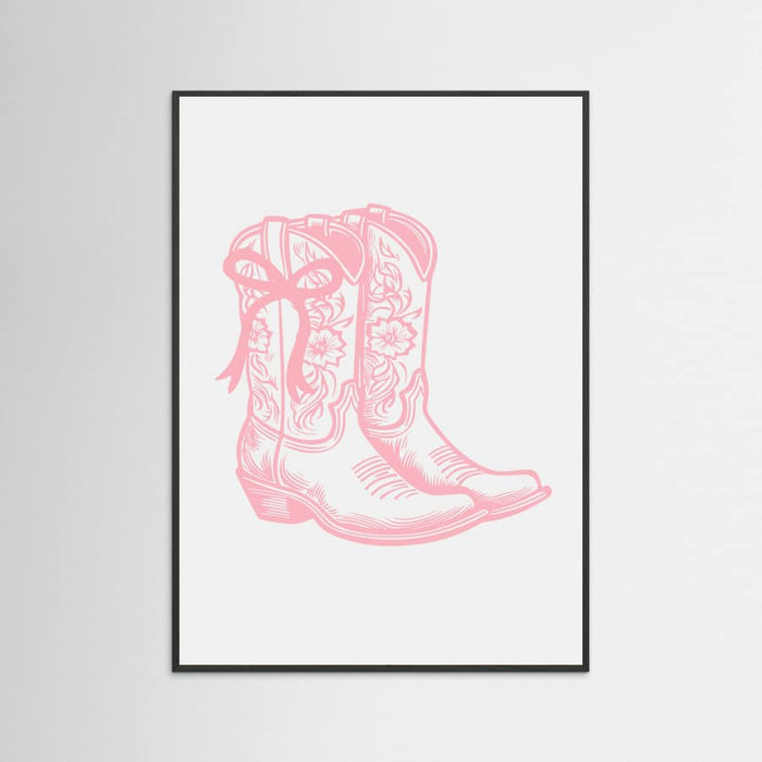 Pink Cowgirl Boots with Bow Poster – plakat og kunsttryk