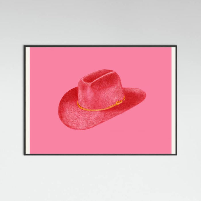 Black Wood Red Stetson On Pink Poster