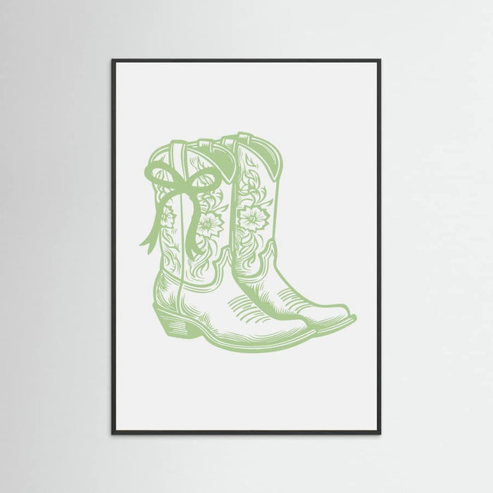 Sage Green Cowgirl Boots with Bow Poster – Poster und Kunstdruck