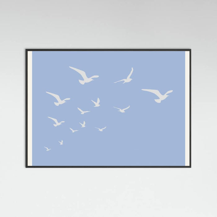 Póster Seagulls Blue Background – póster e impresión artística
