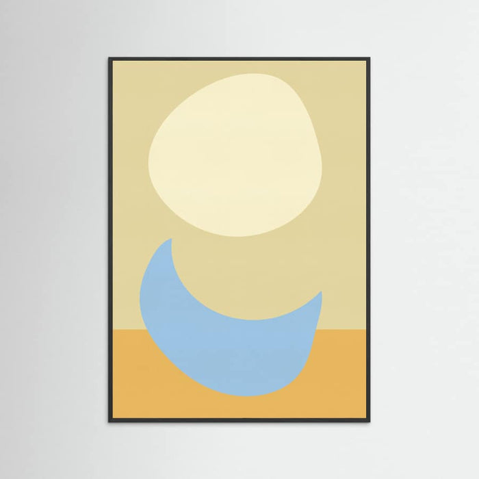 Black Wood Stacked Ovals in Soft Yellow and Light Blue Poster