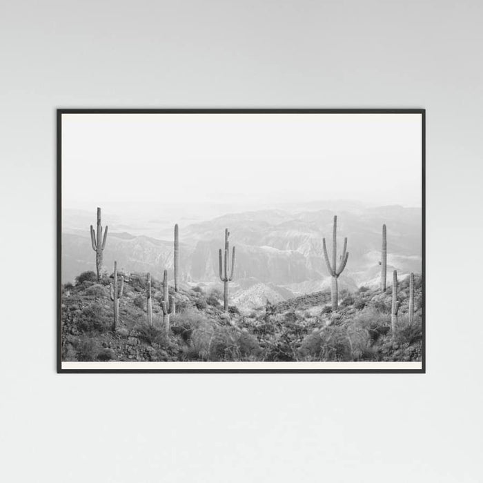 Black Wood Western Cactus Poster