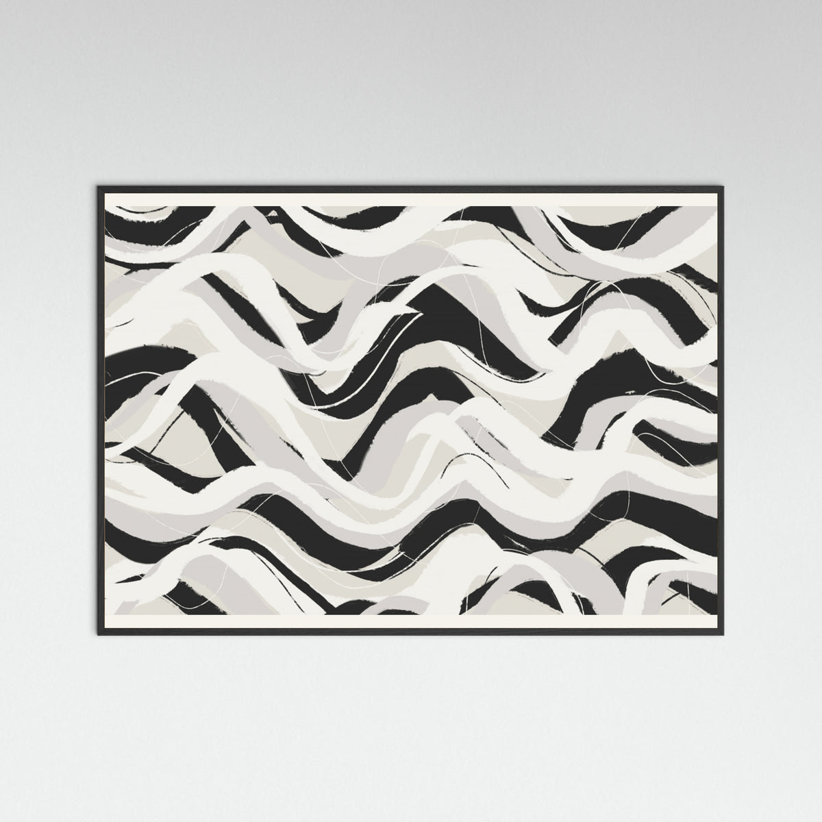 Black Wood White Black Waves Pattern Square Poster