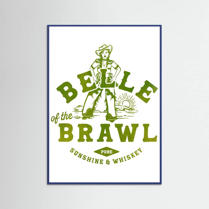 Blue Wood Belle Of The Brawl Cowgirl Wall Art Poster