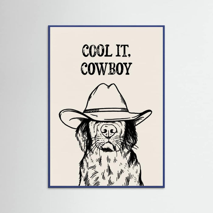Blue Wood Cool it Cowboy Black Poster