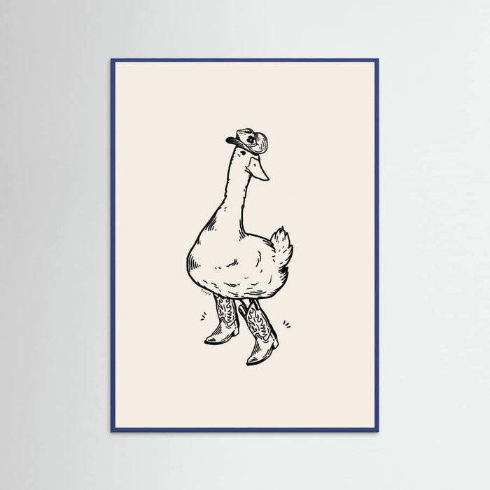 Blue Wood Duck wearing Western Boots Poster