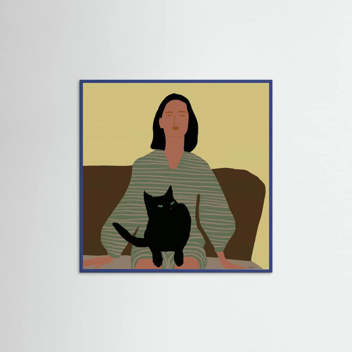 Póster Lady sitting with black cat. – póster e impresión artística