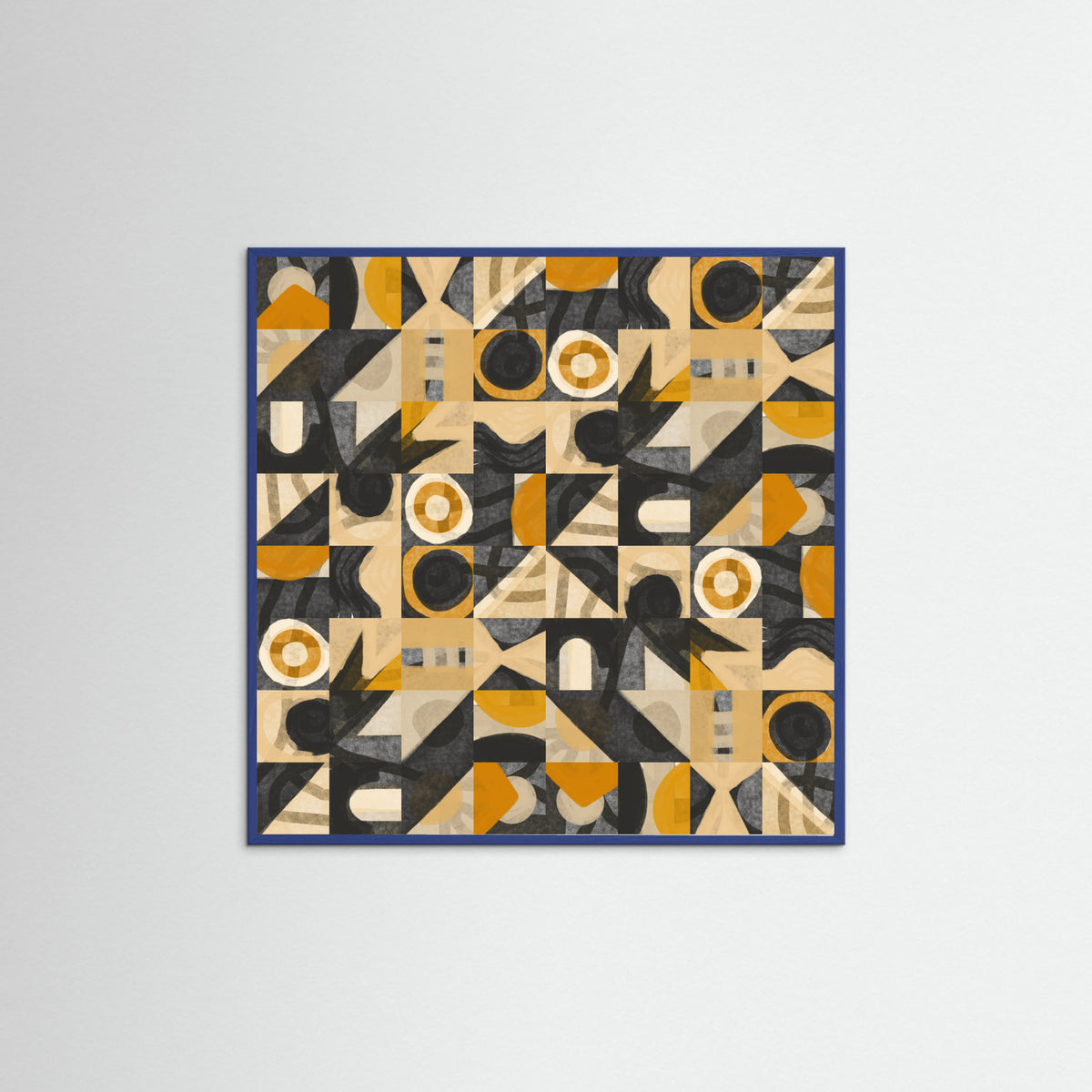 Blue Wood Mid Century Grid Pattern Eight Poster