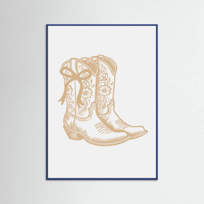 Neutral Cowgirl Boots with Bow Poster – plakat og kunsttryk