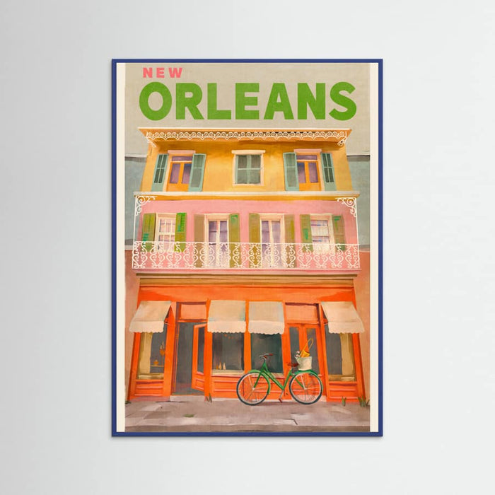 Blue Wood New Orleans Louisiana Vintage Travel Poster