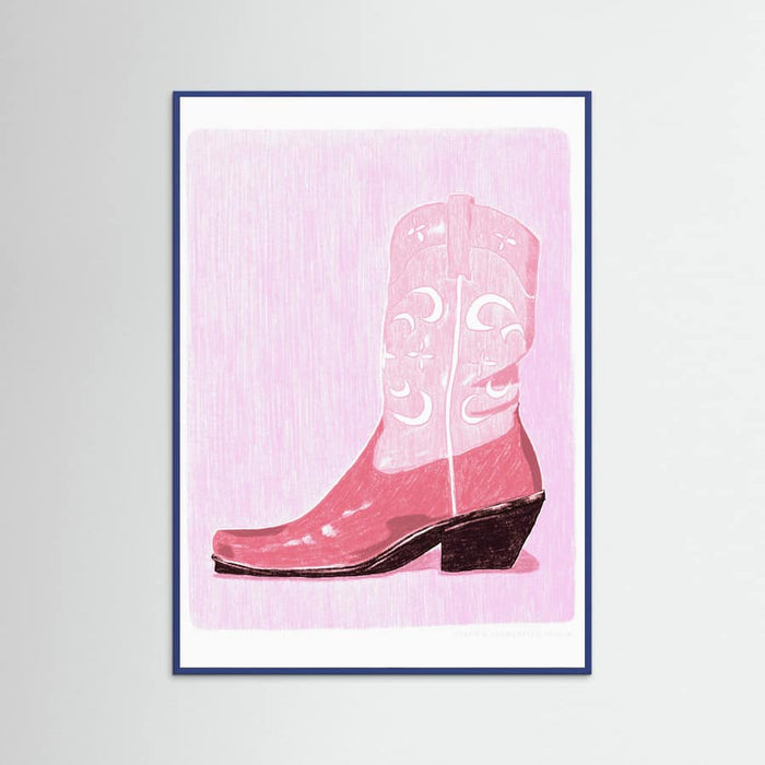 Blue Wood P&c Cowgirlboot Poster