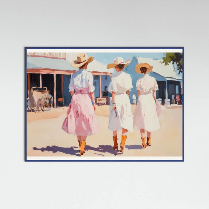 Blue Wood Retro Western Ladies Poster