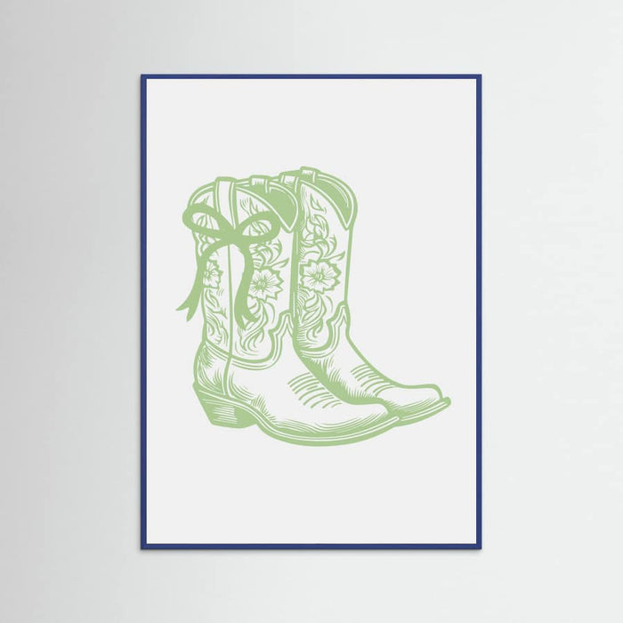Sage Green Cowgirl Boots with Bow Poster – Poster und Kunstdruck