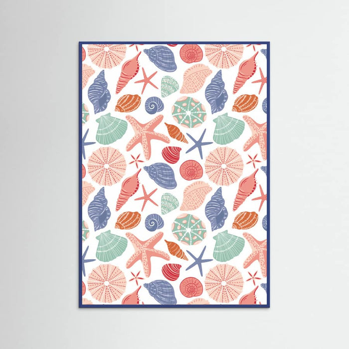 Seashells and Starfish - White Poster – poster and art print