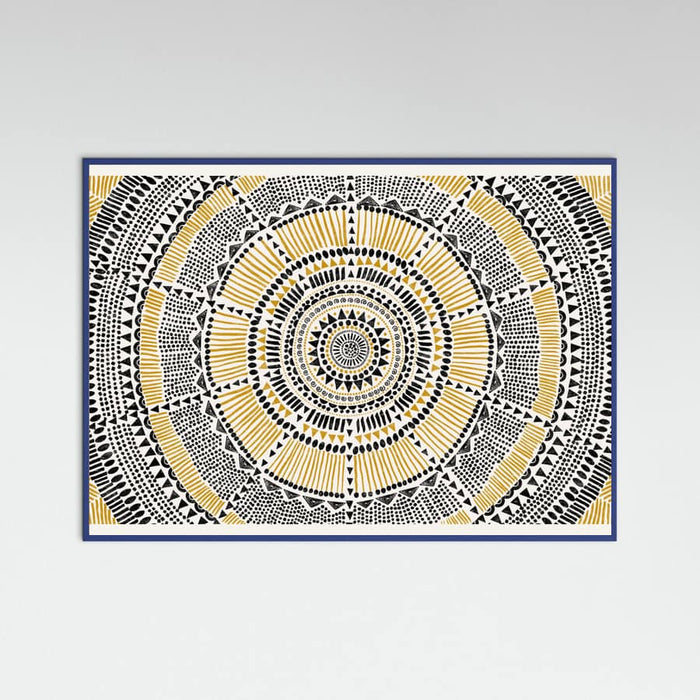 Blue Wood Tribal Sun Poster