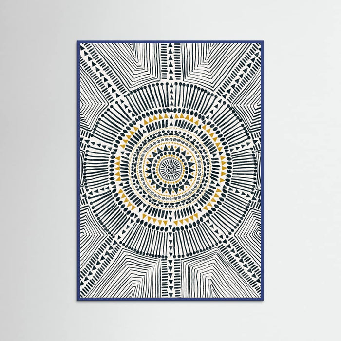 Blue Wood Tribal Sun Poster