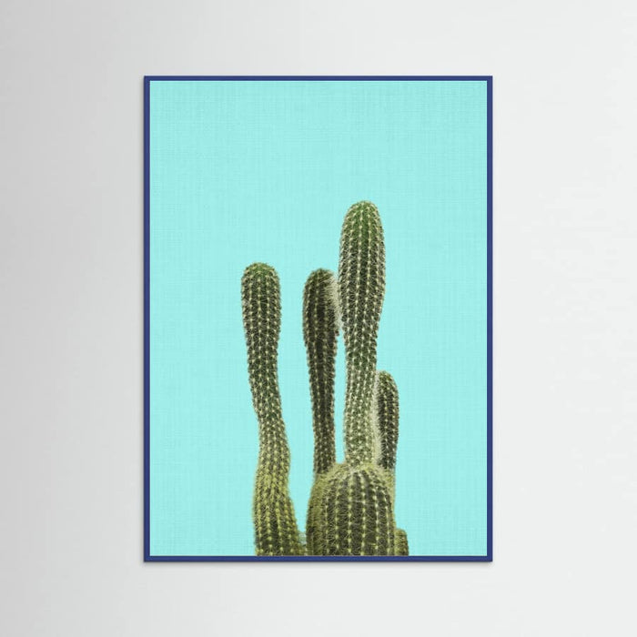 Blue Wood Turquoise Cactus Poster