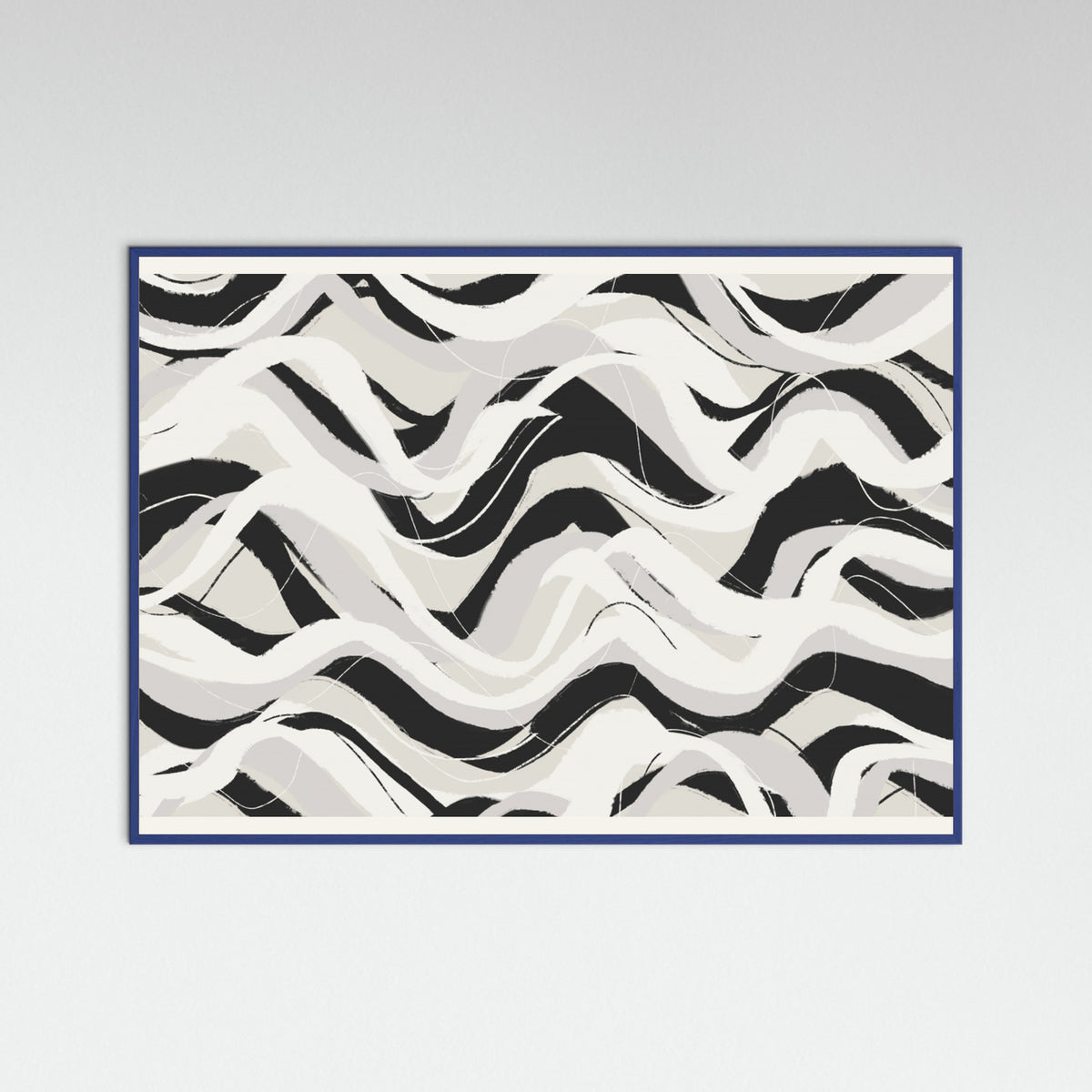 Blue Wood White Black Waves Pattern Square Poster