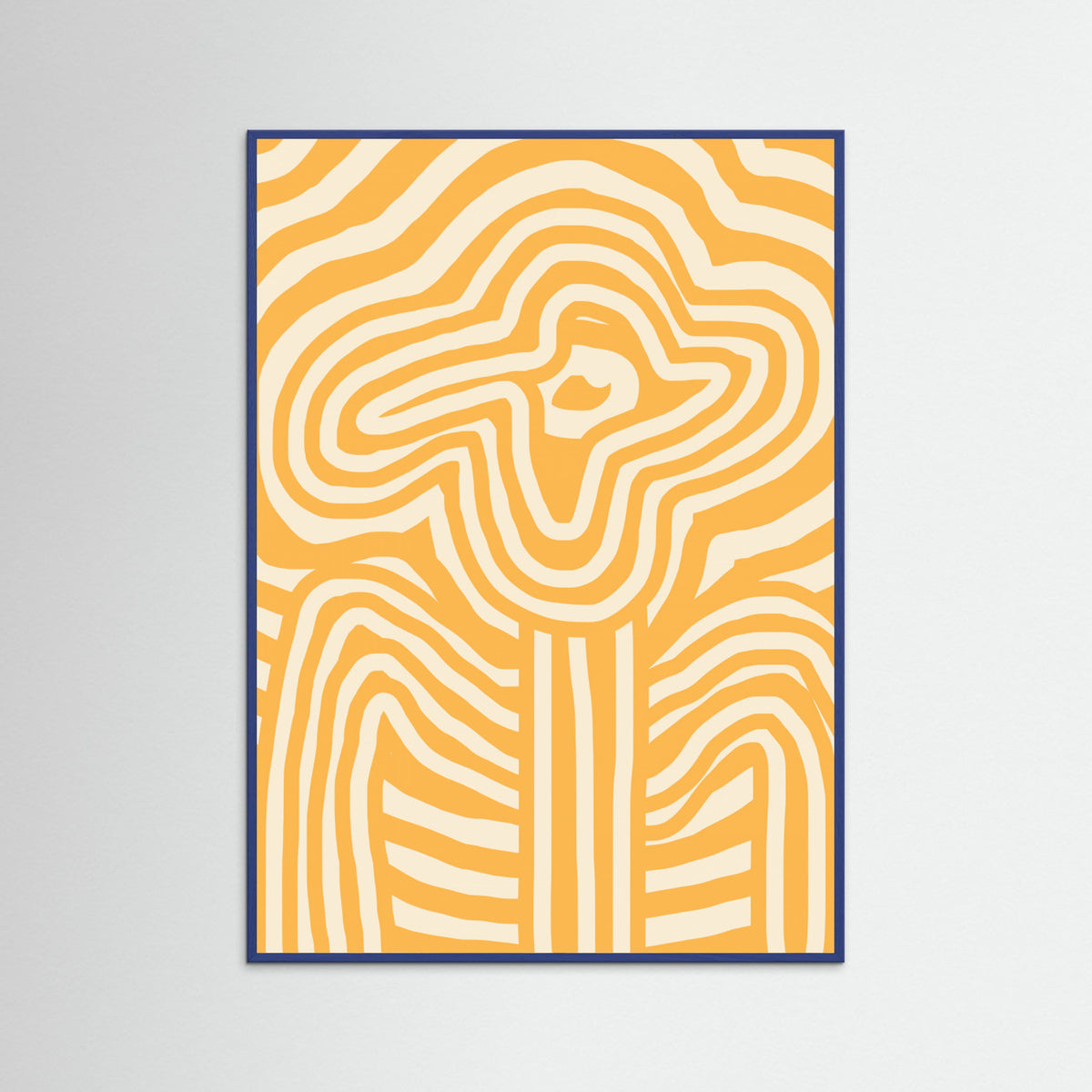 Blue Wood Yellow Striped Flower Poster