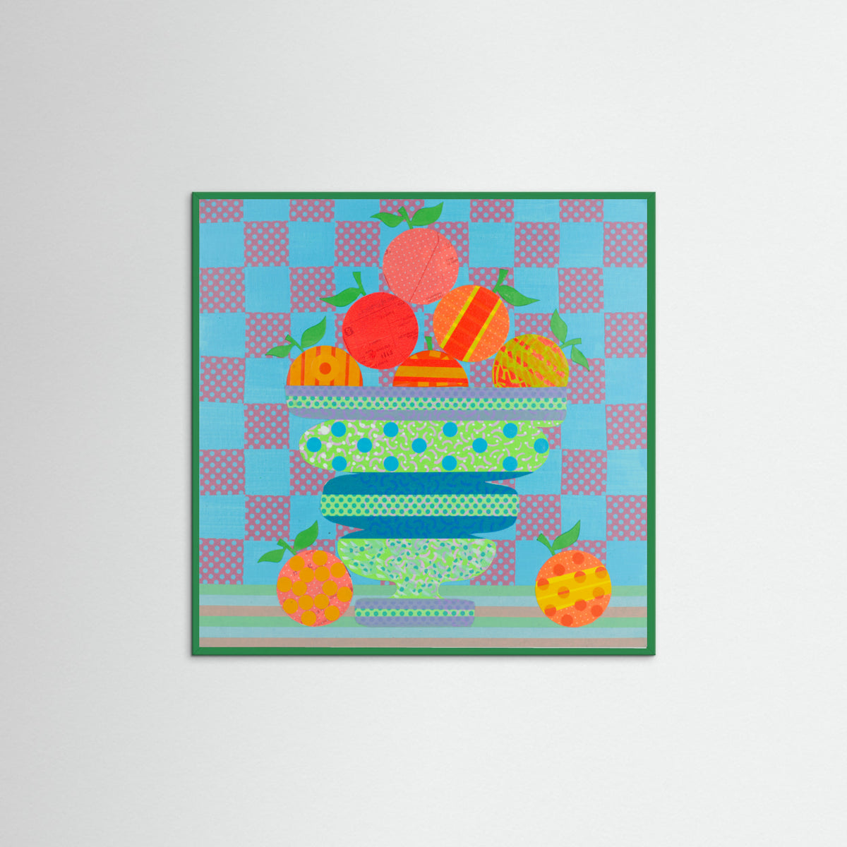 Green Wood Blues and Oranges Poster