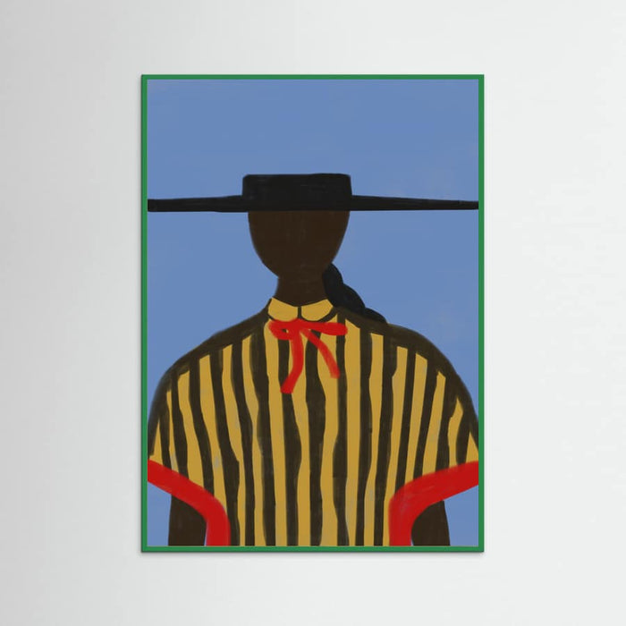 Green Wood Bold Hat Woman and Stripes New Mexico Style Poster