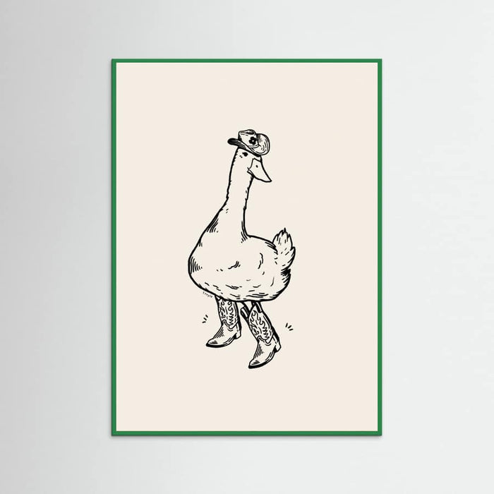 Green Wood Duck wearing Western Boots Poster