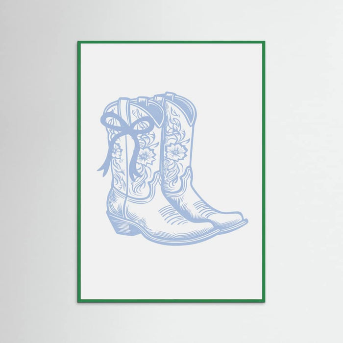 Light Blue Cowgirl Boots with Bow Poster – plakat og kunsttryk