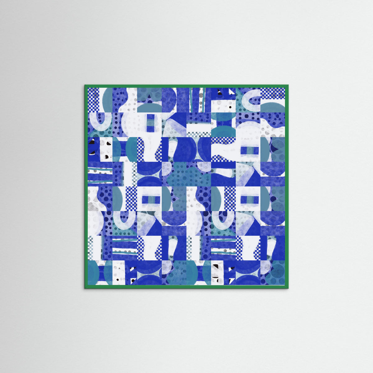 Green Wood Mid Century Grid Pattern Five Poster