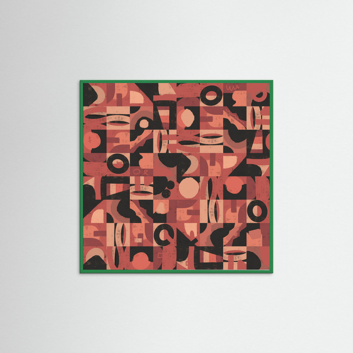 Green Wood Mid Century Grid Pattern Nine Poster