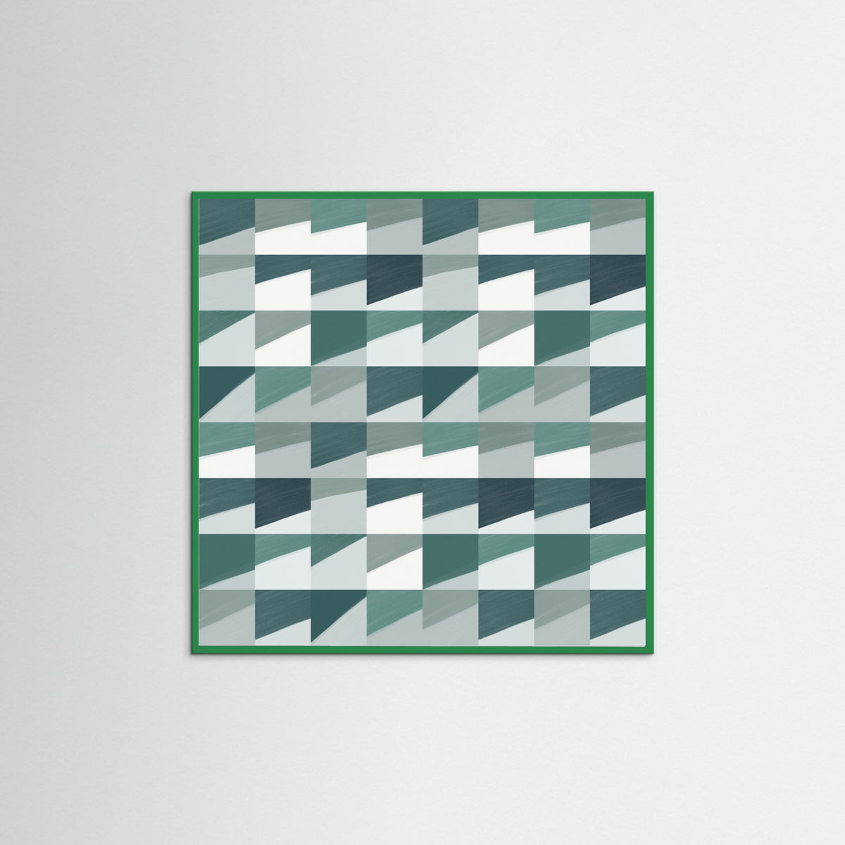 Green Wood Mid Century Grid Pattern Seven Poster