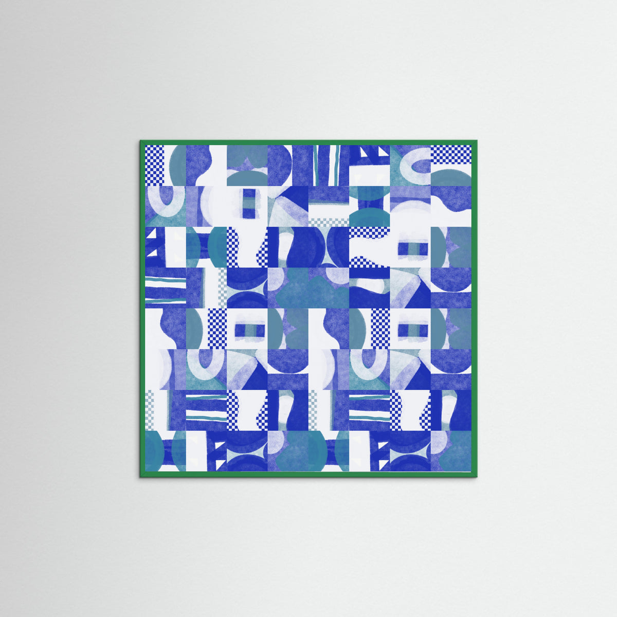 Green Wood Mid Century Grid Pattern Six Poster