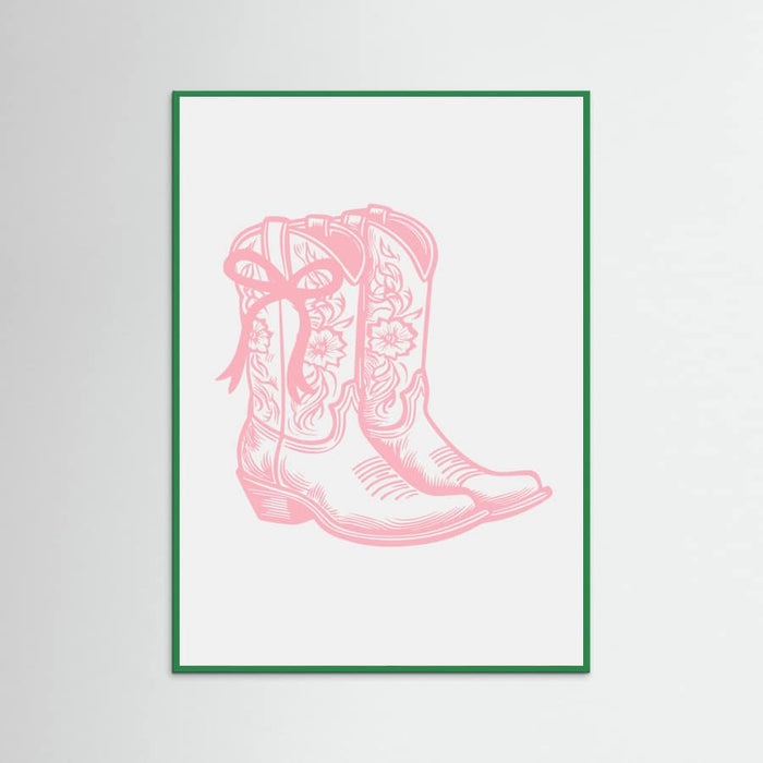Pink Cowgirl Boots with Bow Poster – plakat og kunsttryk