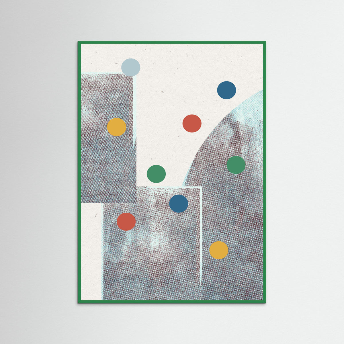 Green Wood Retro Dots No.1 Poster
