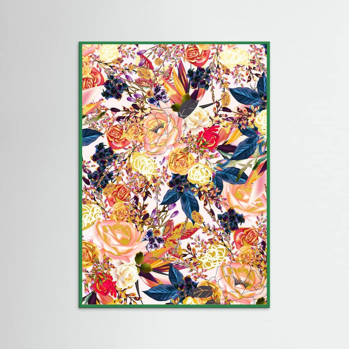 Green Wood Rustic Floral Poster