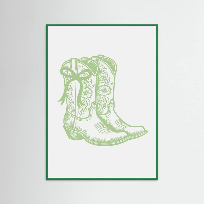 Sage Green Cowgirl Boots with Bow Poster – Poster und Kunstdruck