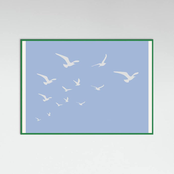 Póster Seagulls Blue Background – póster e impresión artística