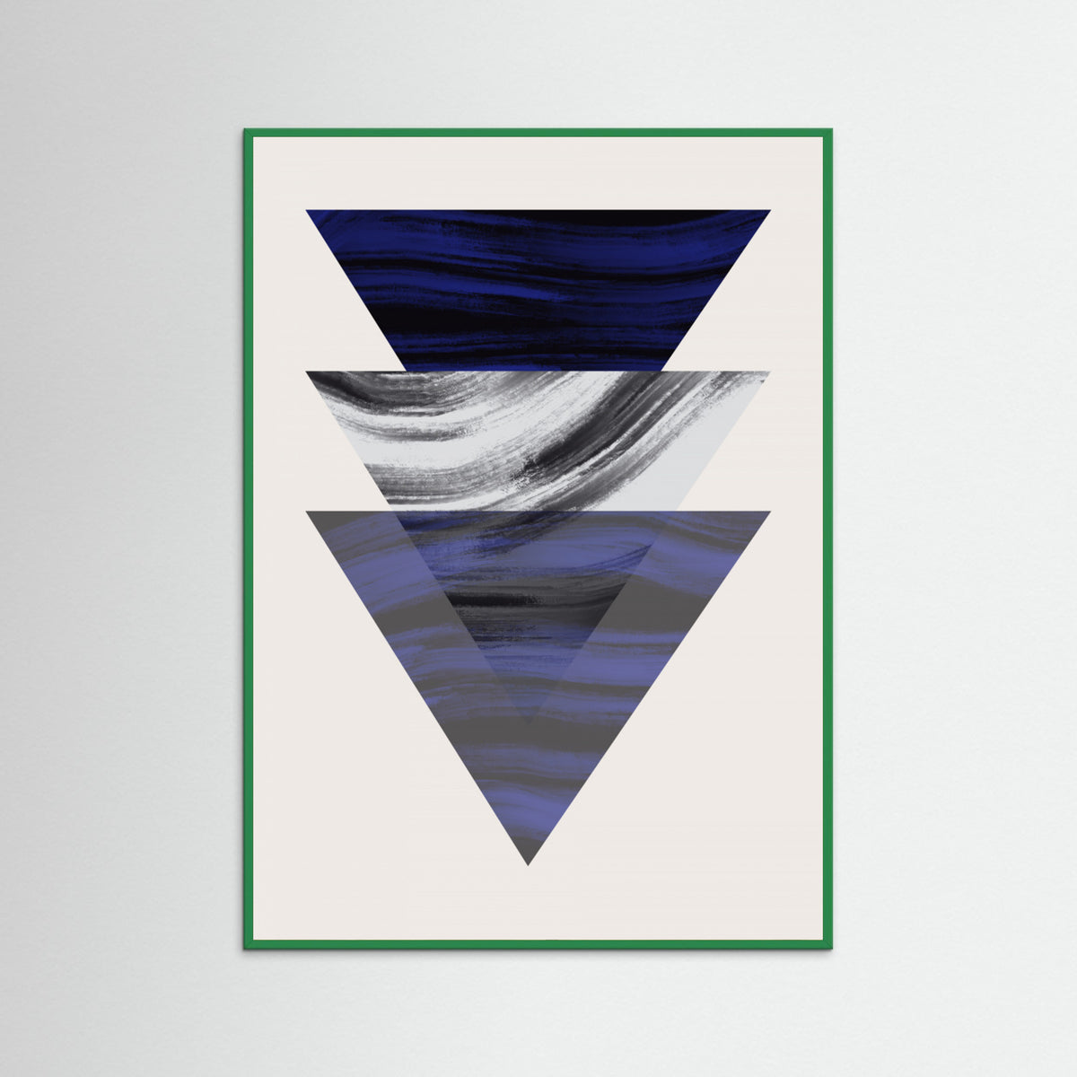 Green Wood Three Triangular Geometric Poster