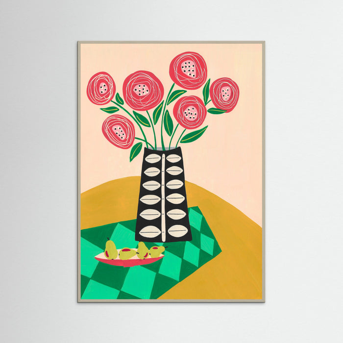Grey Wood Blooming Diamonds Poster