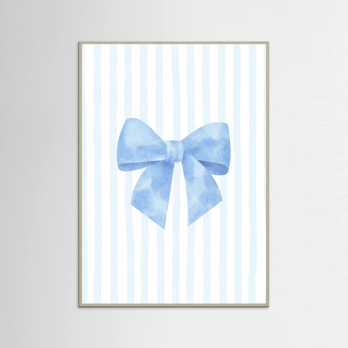 Blue Bow On Stripes Poster – poster och konsttryck