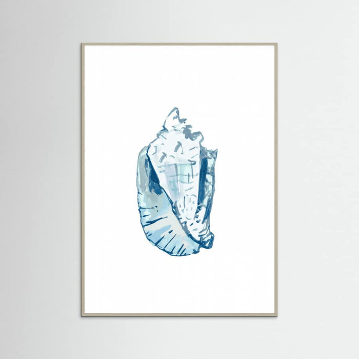 Blue Seashell On White Background No6 Poster – plakat og kunsttryk