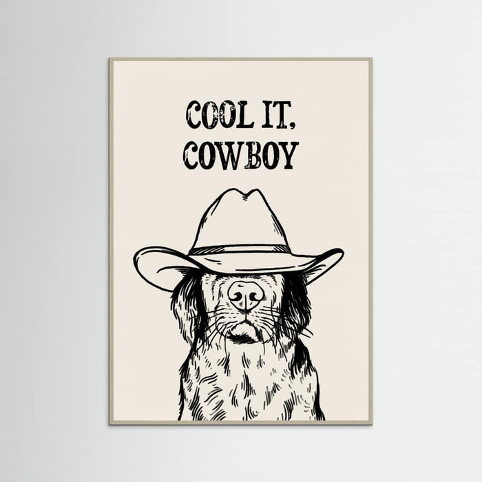 Grey Wood Cool it Cowboy Black Poster