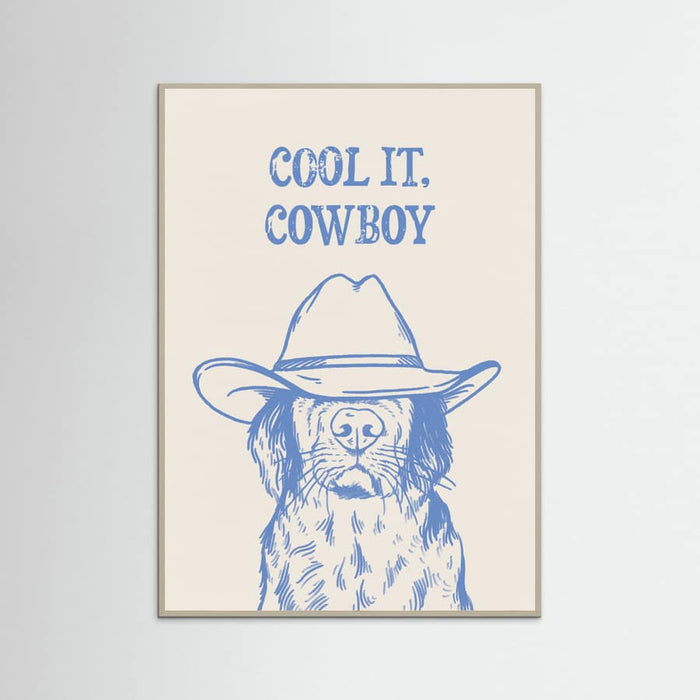 Grey Wood Cool it Cowboy Blue Poster