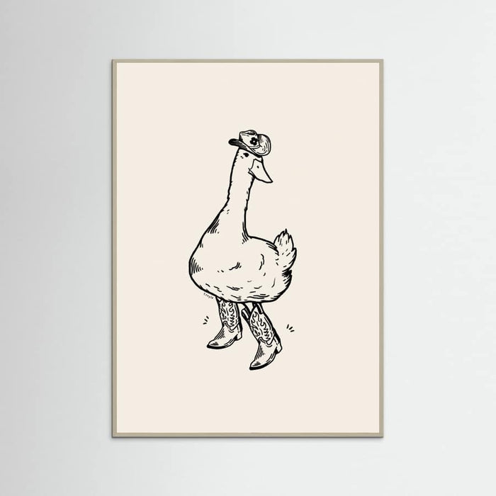 Grey Wood Duck wearing Western Boots Poster