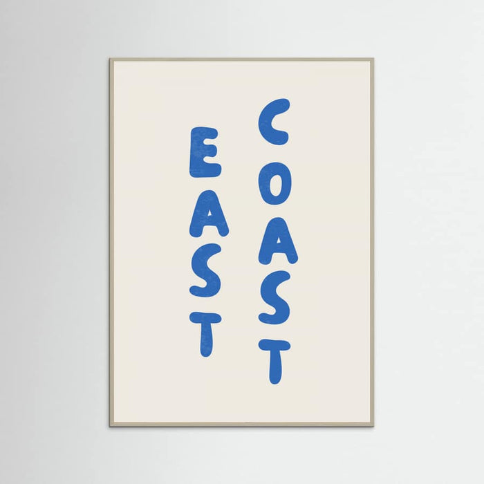 East Coast Vertical Text Bold Blue Poster – Poster und Kunstdruck