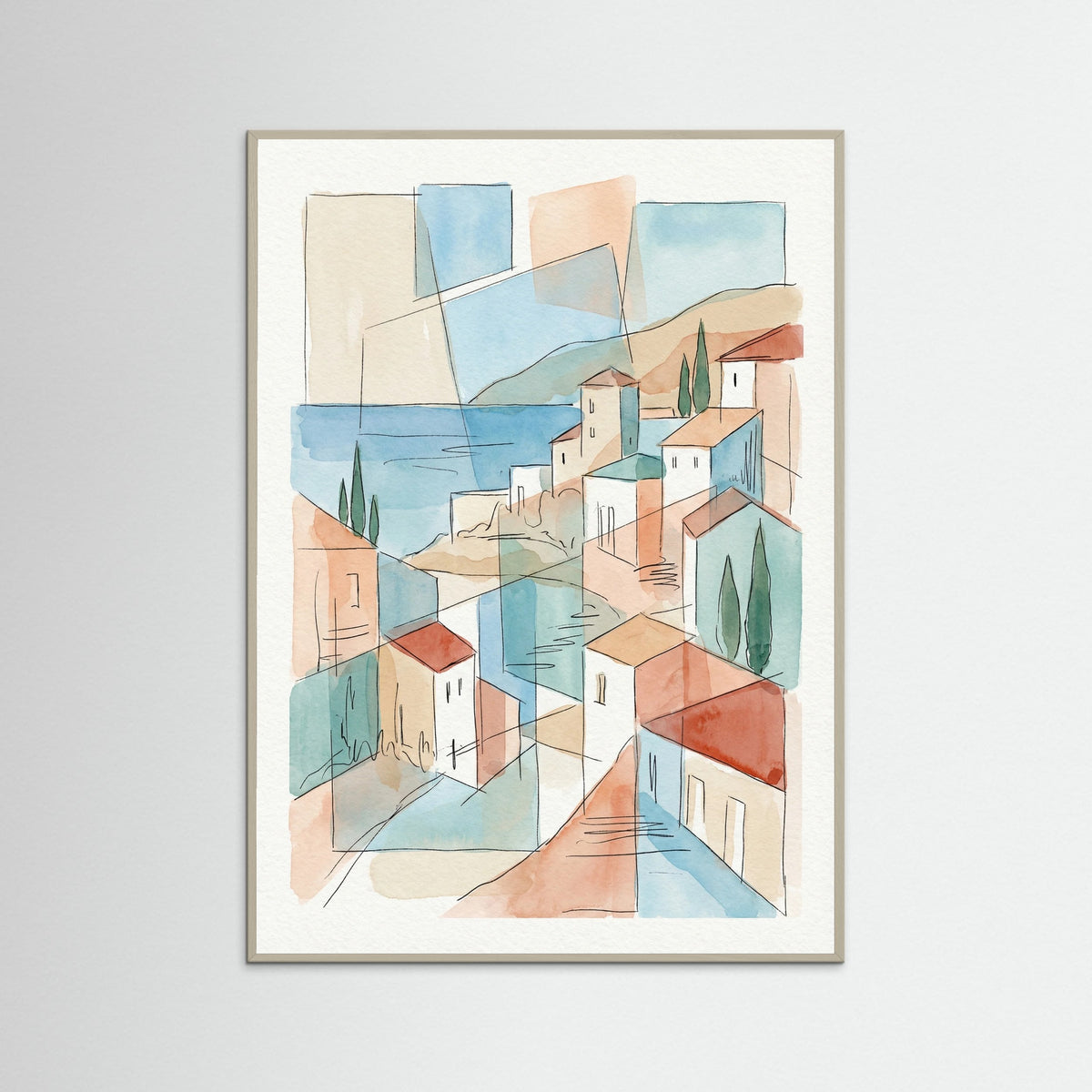 Grey Wood Fragmented Mediterranean View